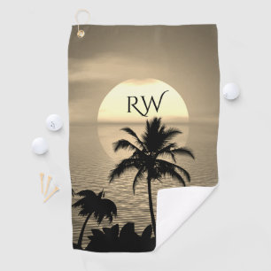 Serviette De Golf Réglage Sun Golden Tropics Palm Beach Initial