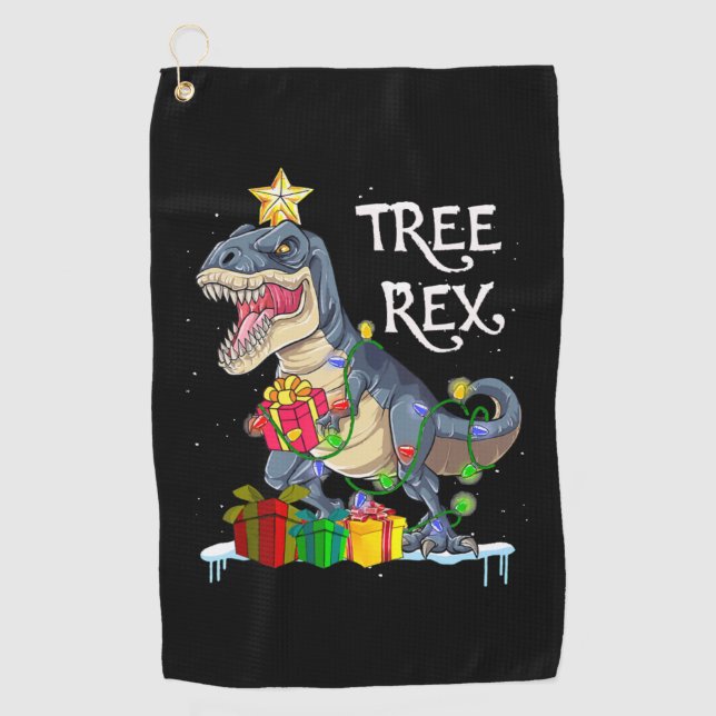 Serviette De Golf Rex de l'arbre des dinosaures de Noël (Devant)