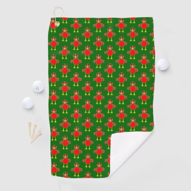 Serviette De Golf Robin de Noël (En situation)