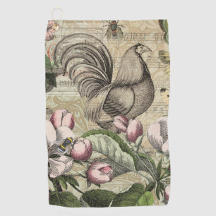 Serviette De Golf Rooster Garden Flower Papillon Art