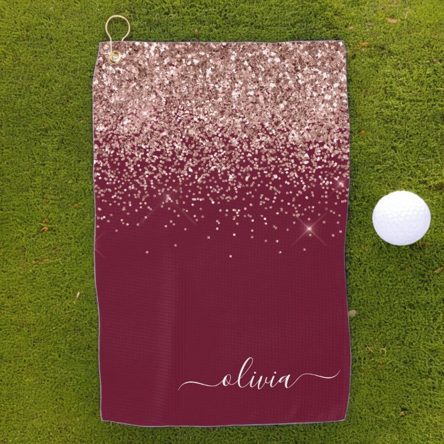 Serviette De Golf Rose Bourgogne Gold Blush Pink Parties scintillant (Créateur téléchargé)