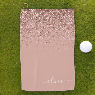 Serviette De Golf Rose Gold Blush Pink Parties scintillant Girl Mono