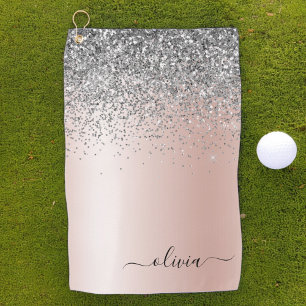 Serviette De Golf Rose Gold - Blush Pink Silver Parties scintillant 