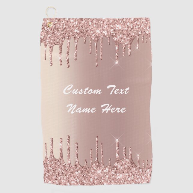 Serviette De Golf Rose Gold Parties scintillant Custom Nom du texte  (Devant)