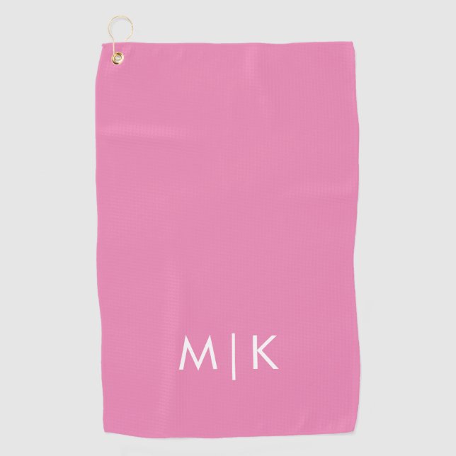 Serviette De Golf Rose | Moderne Monogram Golf Towel (Devant)