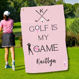 Serviette De Golf Rose personnalisé Golf moderne est mon jeu Monogra