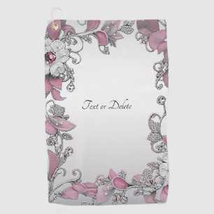 Serviette de golf rose Silver Blanc Floral