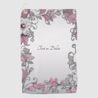 Serviette de golf rose Silver Blanc Floral