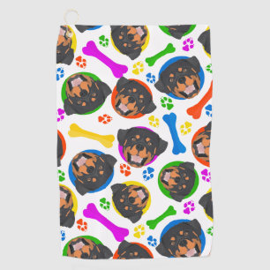 Serviette De Golf Rottweiler coloré et espiègle
