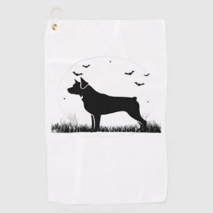 Serviette De Golf Rotweiler Chien - Halloween Lune Silhouette Oversi
