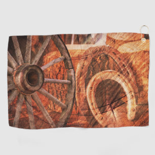 Serviette De Golf Roue en Wagon Rustique Horseshoes Style Occidental
