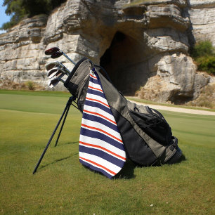Serviette De Golf Rouge avec des bandes bleues
