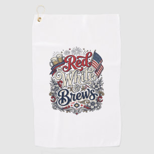 Serviette De Golf Rouge Blanc & Bières Conception de chemise de bièr