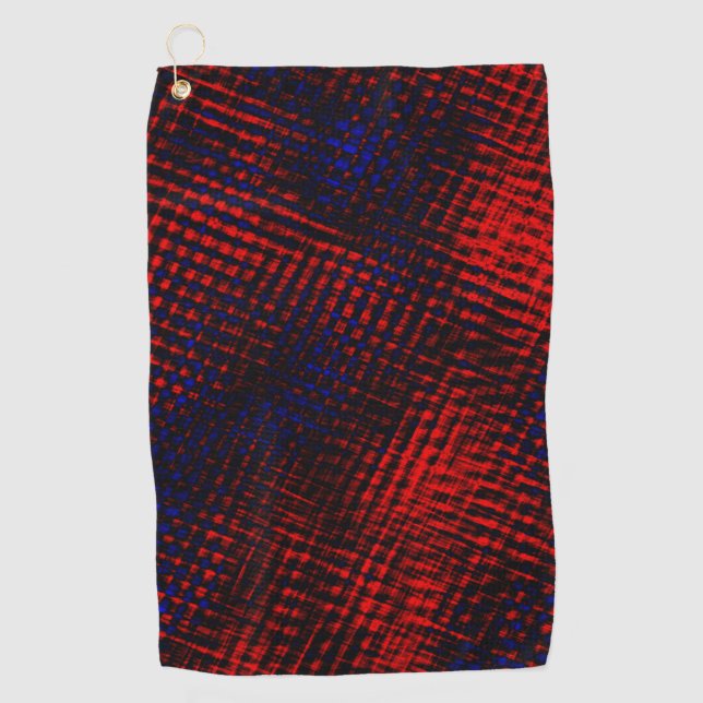 Serviette De Golf Rouge et bleu rayé croisé. (Devant)