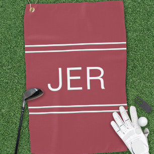 Serviette De Golf Rouge Grenat Monogramme Personnalisée Golfeur Spor