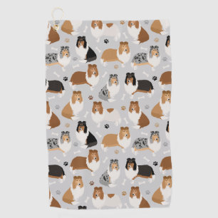 Serviette de golf Rough Collie Paws and Bones