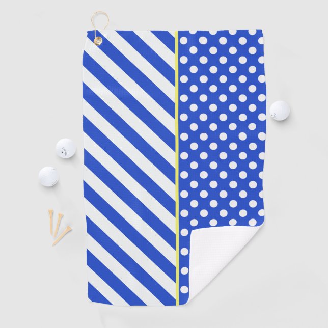 Serviette De Golf Royal Blue Pois and Stripes par ShirleyTaylor (En situation)