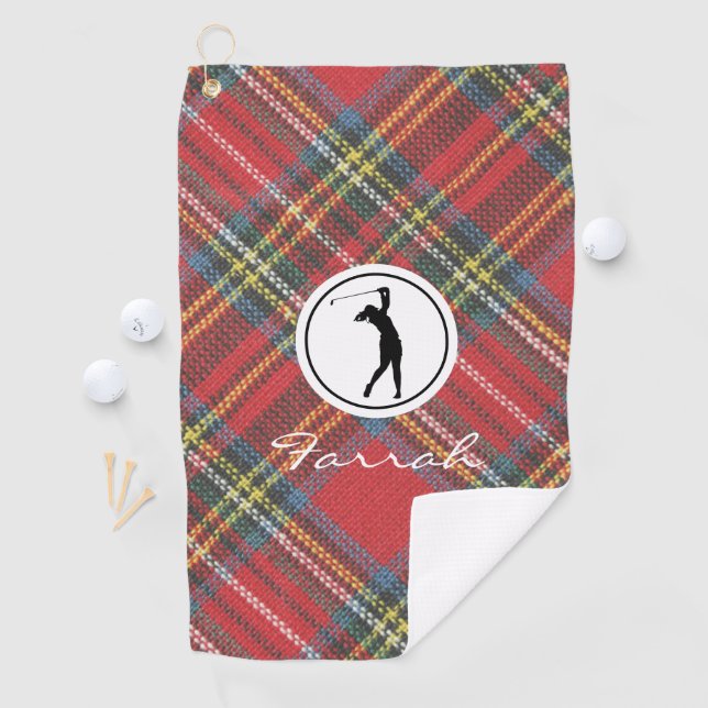 Serviette De Golf Royal Stewart Tartan Plaid Print, Femme (En situation)