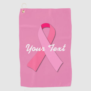 Serviette De Golf Ruban rose avec texte personnalisé