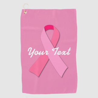 Serviette De Golf Ruban rose avec texte personnalisé
