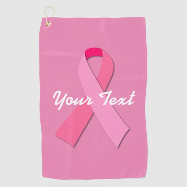 Serviette De Golf Ruban rose avec texte personnalisé (Devant)
