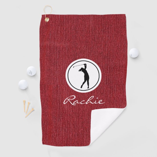 Serviette De Golf Ruby Red Denim Fabric Print, Woman's (En situation)