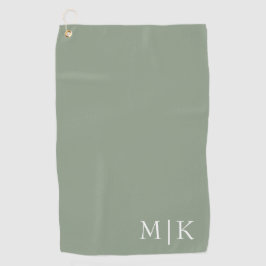 Serviette De Golf Sage vert et blanc | Monogramme moderne