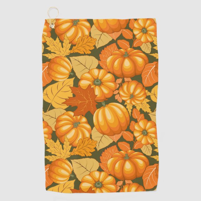 Serviette De Golf Saison d'automne Halloween Citrouille Motif (Devant)