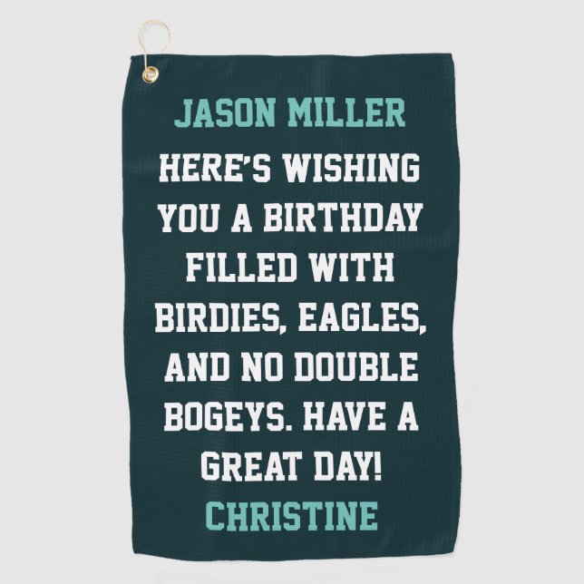 Serviette De Golf Salutations d'anniversaire personnalisées (Devant)