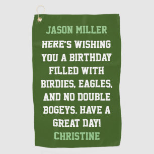 Serviette De Golf Salutations d'anniversaire personnalisées
