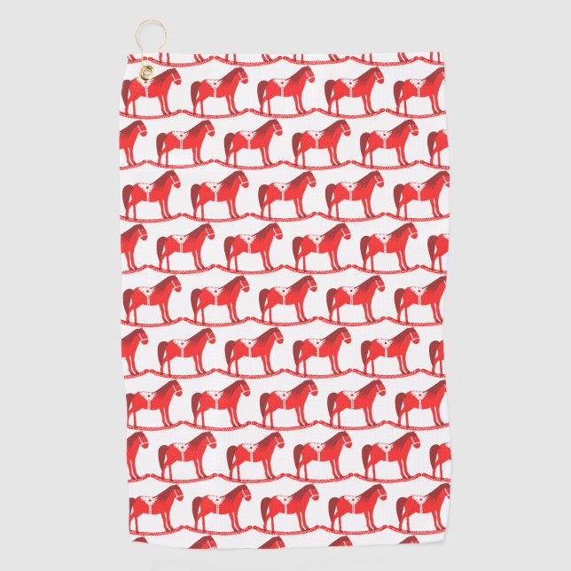 Serviette De Golf Scandinave Noël Cheval Rocking Motif (Devant)