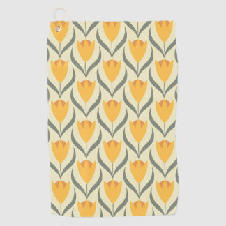 Serviette De Golf Scandinave rétro motif floral, fleur rétro, vin