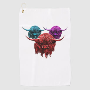 Serviette De Golf Scottish Highland Cow Colorful Herd Classic T-Shi