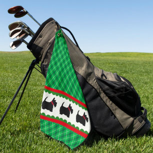 Serviette de golf Scotty Dog Green Plaid Tartan Go