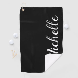 Serviette De Golf Script classique Noir et Blanc Personnalisé Femme