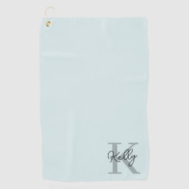 Serviette De Golf Script de Monogramme bleu aquatique moderne