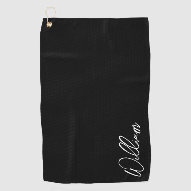 Serviette De Golf Script moderne Nom personnalisé Golf Serviette (Devant)