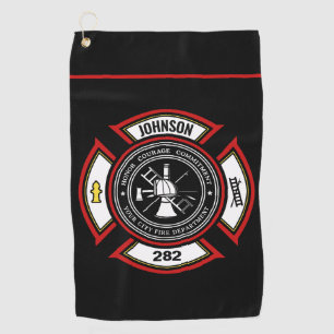 Serviette De Golf Service d'incendie AJOUTER LE NOM Pompier Insigne 