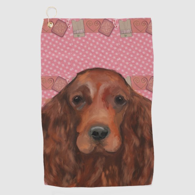 Serviette De Golf Setter rouge irlandais (Devant)
