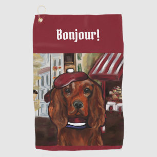 Serviette De Golf Setter Rouge Irlandais Carte Postale