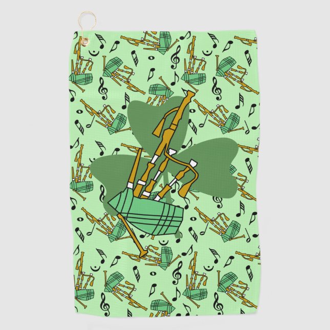Serviette De Golf Shamrock Bagpipe (Devant)