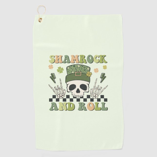 Serviette De Golf Shamrock et rouleau - Clover de squelette (Devant)