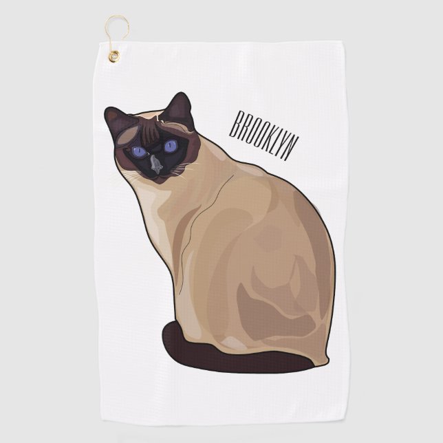 Serviette De Golf Siamese cat cartoon (Devant)