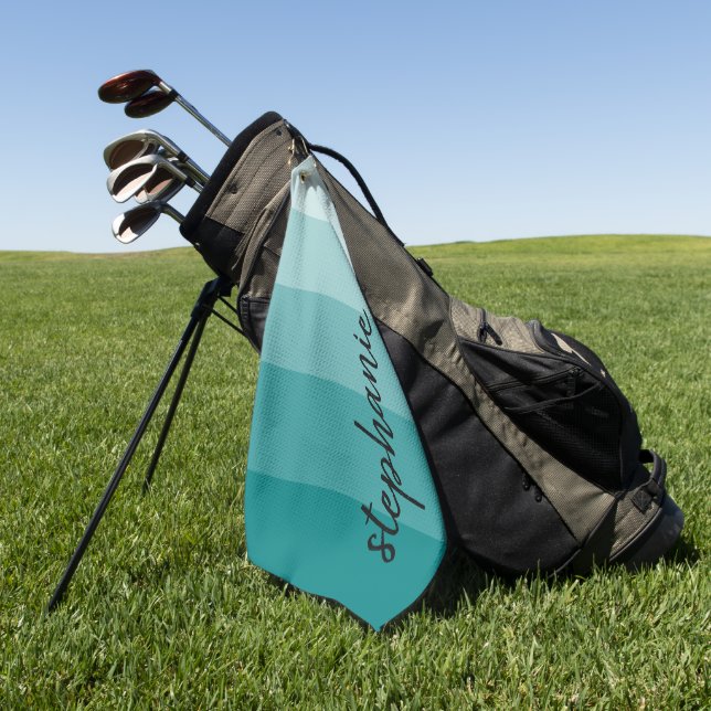 Serviette De Golf Signature moderne personnalisée Bloc de couleur Tu (Vert)