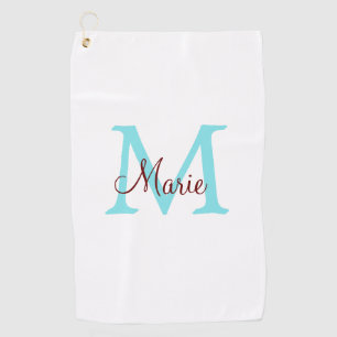 Serviette De Golf simple ajout de nom monogramme rose rouge jeton