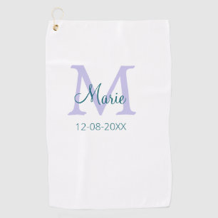 Serviette De Golf simple minimum ajouter nom monogramme violet vert 