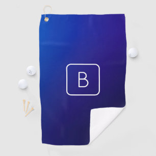 Serviette De Golf Simple moderne bleu foncé Ombre dégradé et monogra