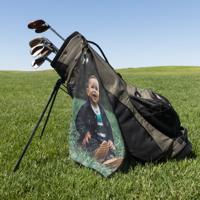 Serviette De Golf Simple Photo Cute Kid Personnalisé (Vert)