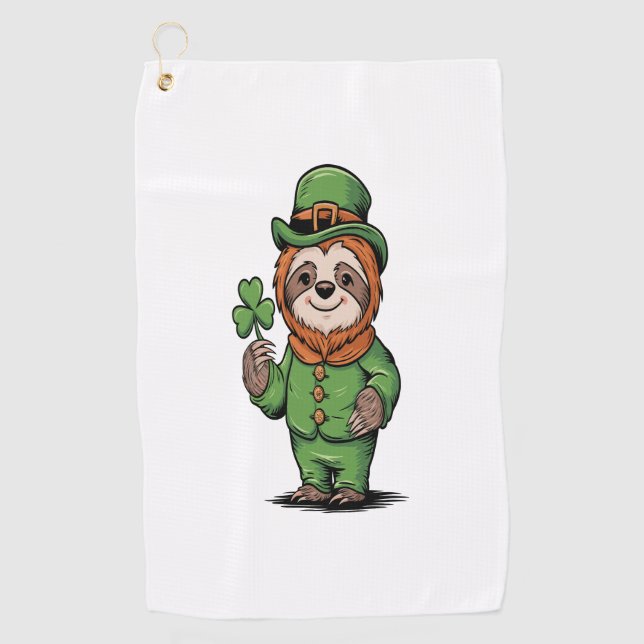 Serviette De Golf Sloth St Patrick's Day Irish Lucky (Devant)