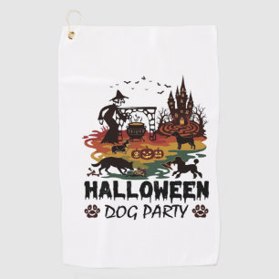 Serviette De Golf Soirée de chien d'Halloween Sorcières Chiens Citro
